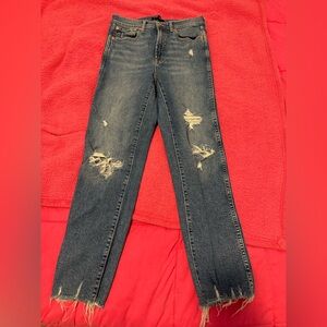 GAP Women's Distressed Skinny Jeans - Dark Blue